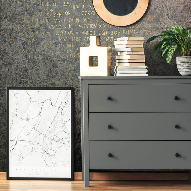 Vliestapete mit Buchstaben und Zahlen anthrazit Grafisch