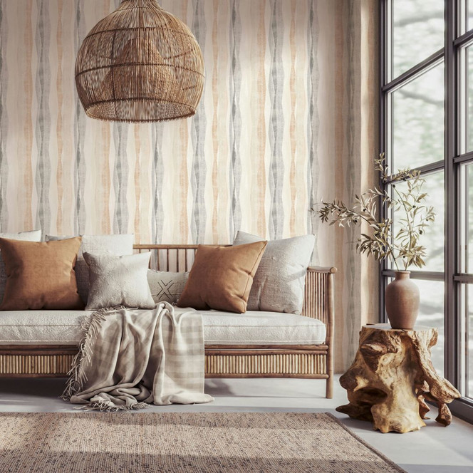 Vliestapete Streifen Grafisch Modern matt in Grau Beige