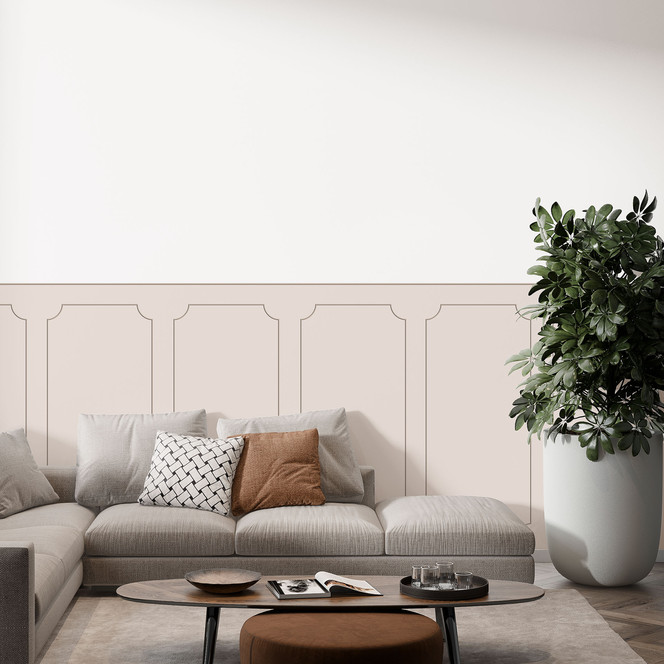Wandpaneele Wandverkleidung beige mit Zierleistenoptik