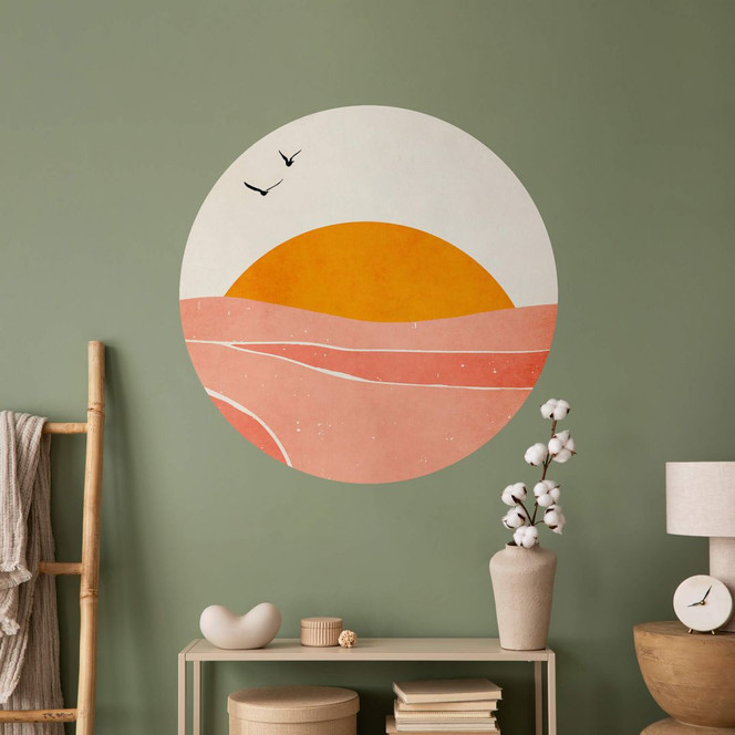 Wandtattoo Sonnenaufgang auf dem Land Rund - Kubistika
