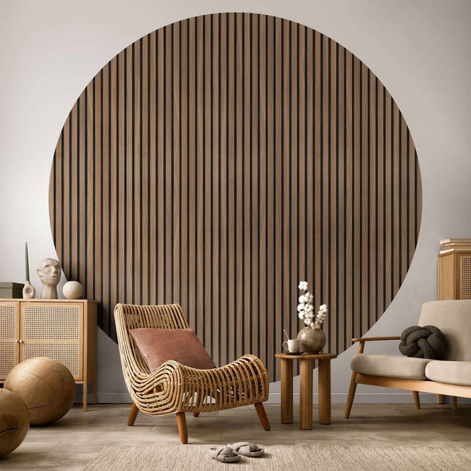 Fototapete Wandpaneele Holzoptik - Rund - Selbstklebend/Vlies