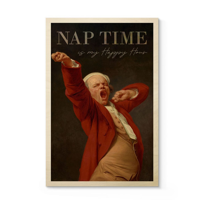 Holzbild Nap Time - Inspiriert von Ducreux - Selbstportrait