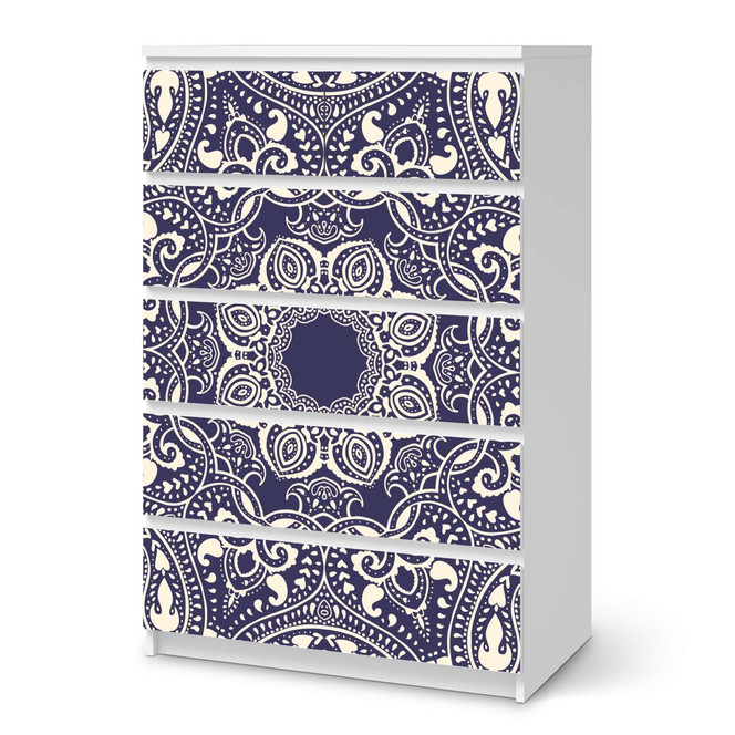 Möbel Klebefolie IKEA Malm Kommode 6 Schubladen (hoch) - Blue Mandala- Bild 1