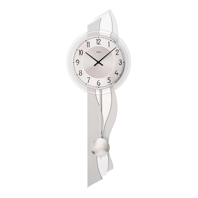 Pendelwanduhr Holzgehäuse, Aluminium-Auflage