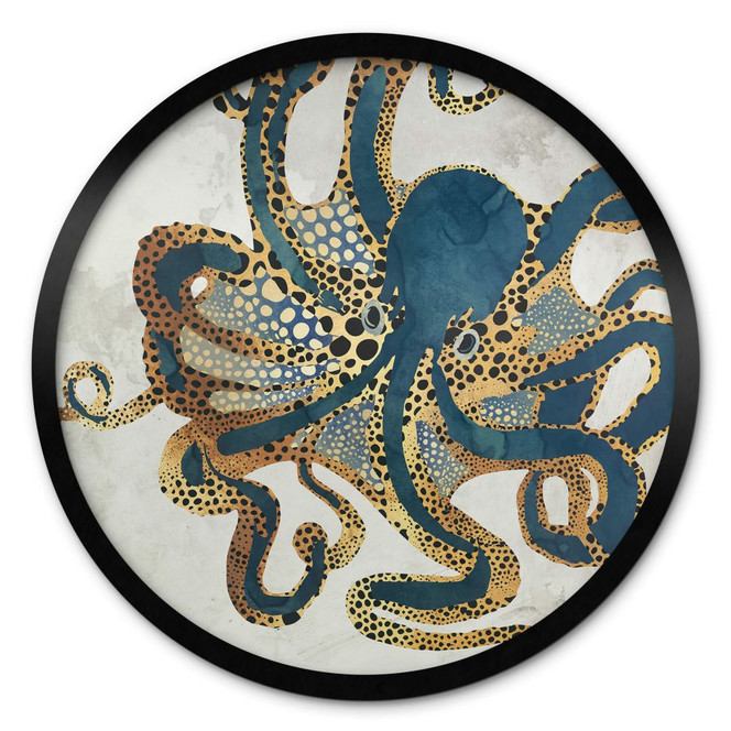Poster SpaceFrog Designs - Goldener Oktopus - Rund