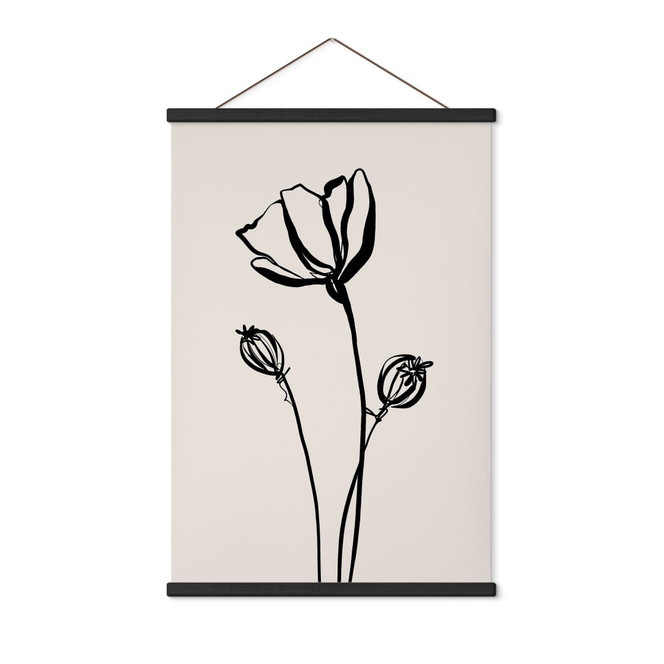 Stoffbild Line Art Mohnblume - Cats & Dotz