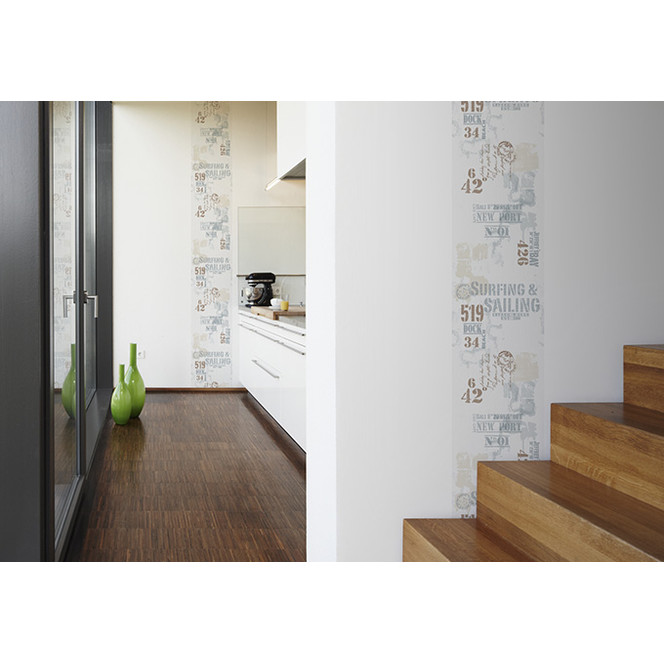 Livingwalls Wandtattoo pop.up Panel mit Schrift Küche selbstklebend blau, braun, weiss