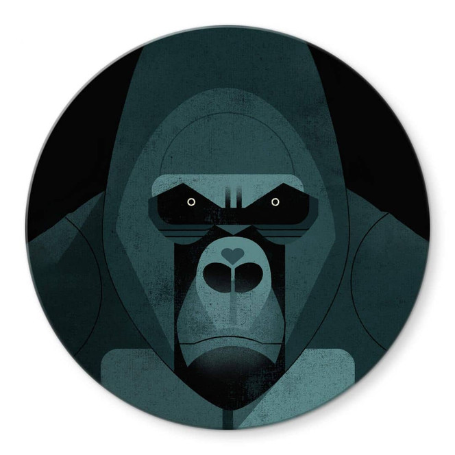 Glasbild Gorilla - Braun - Rund