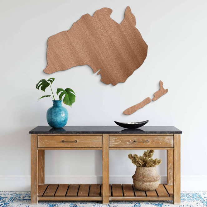 Holzdeko Mahagoni - Karte Australien - Neuseeland