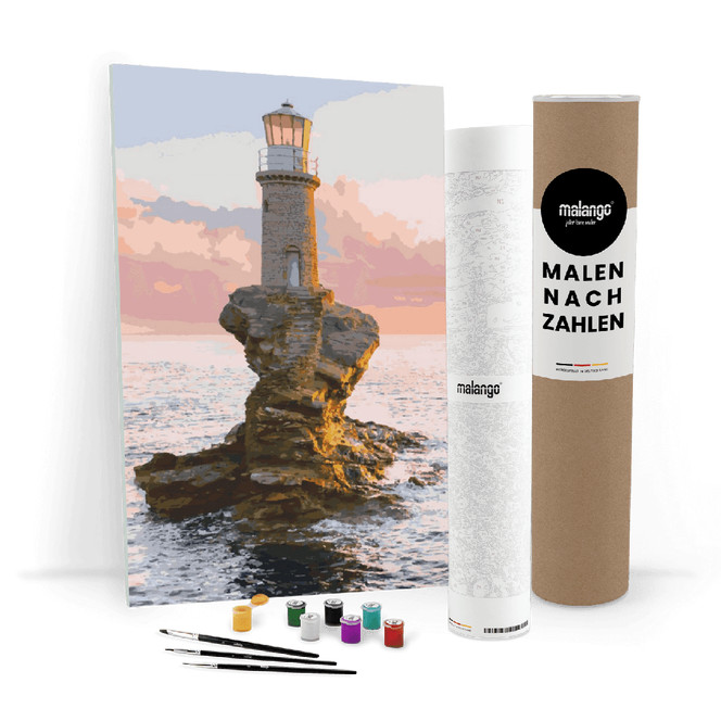Malen nach Zahlen Leinwandbild - Meer mit Leuchtturm auf Tourlitis