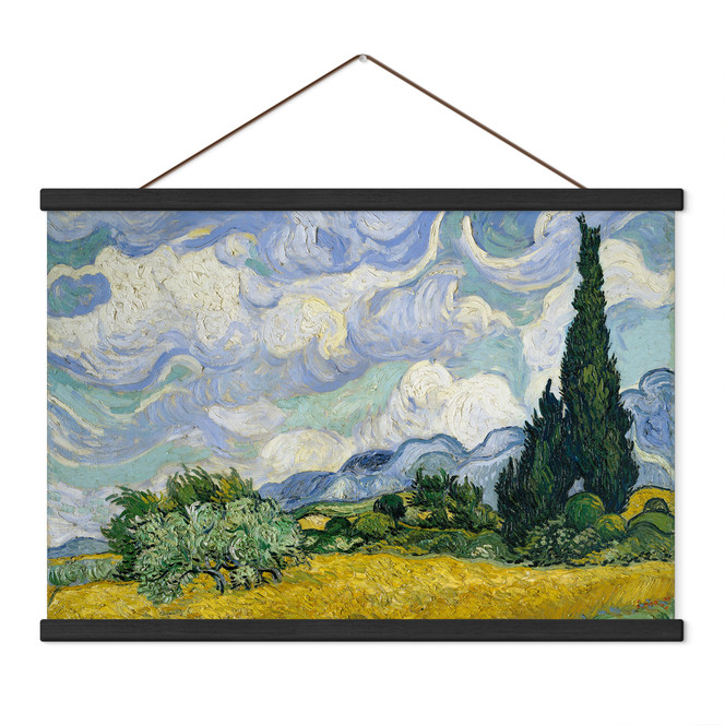 Stoffbild Weizenfeld mit Zypressen - van Gogh