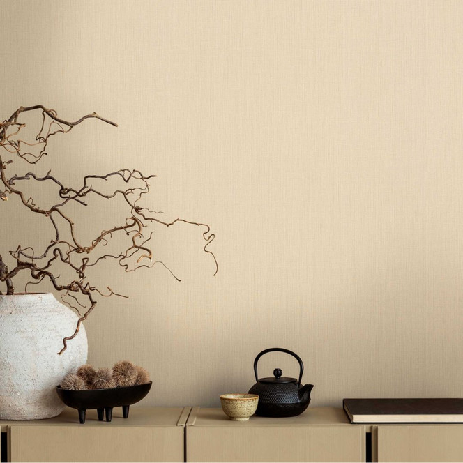 Unitapete Creme - Vliestapete mit feiner Struktur für warme Wohnräume