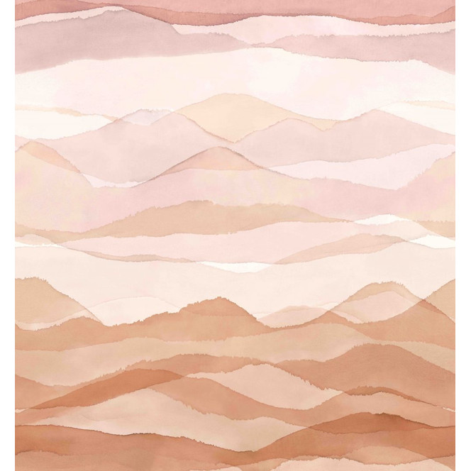 Fototapete Motivtapete Aquarell Berge in Beige und Rosé mit sanftem Farbverlauf 3.4 x 3.18 m