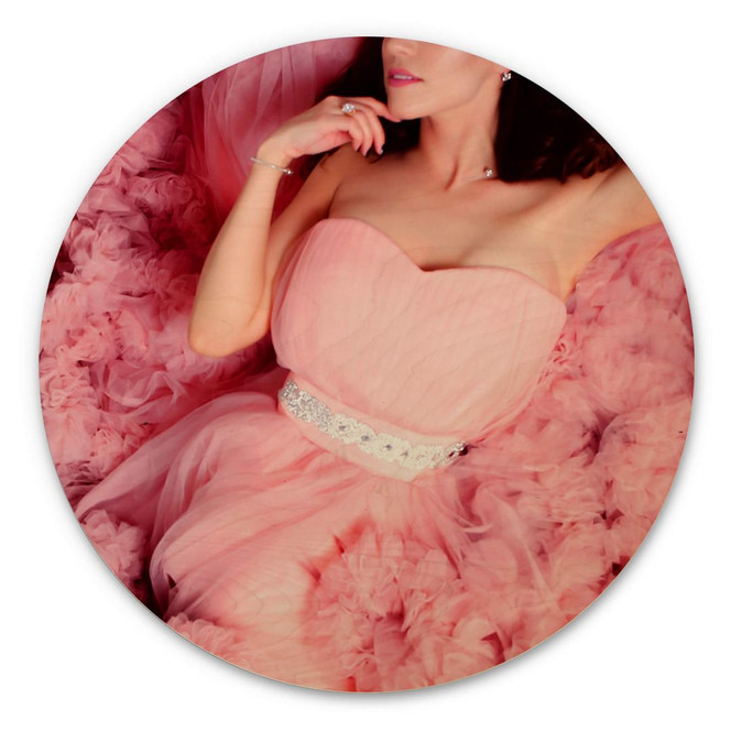 Holzbild - Das rosa Kleid - Rund