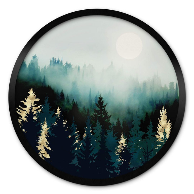 Poster SpaceFrog Designs - Nebliger Wald - Rund