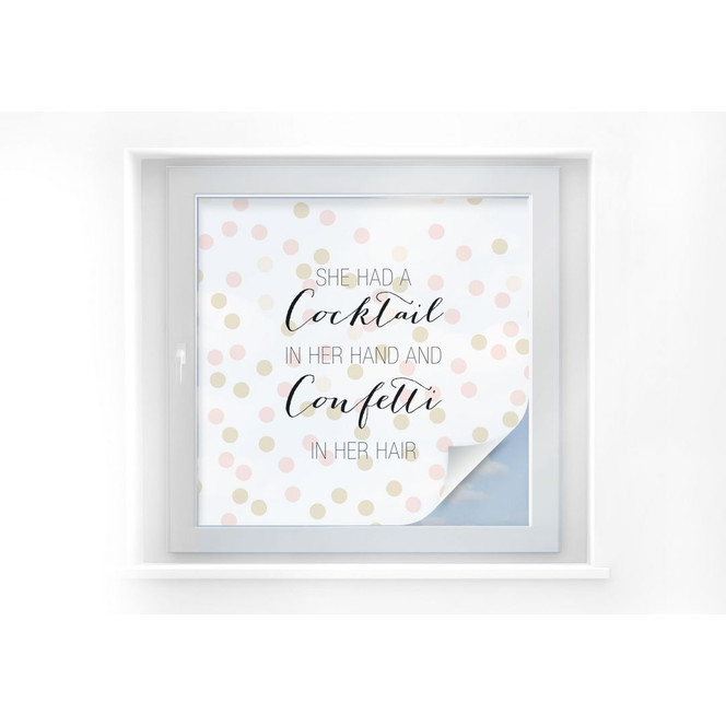 Sichtschutzfolie Confetti & Cream - Cocktail in her Hand and Confetti in hair