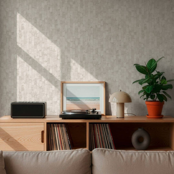 Vliestapete Daniel Urban Lines grau weiss metallic - Streifen Oberflächenstruktur Wohnzimmer