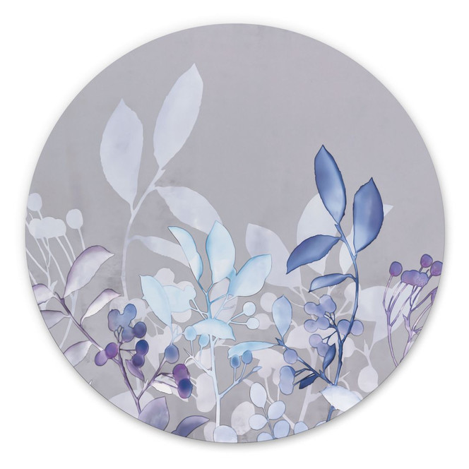 Wandbild Blaue Aquarell-Pflanzen - Haase - Alu-Dibond - Rund