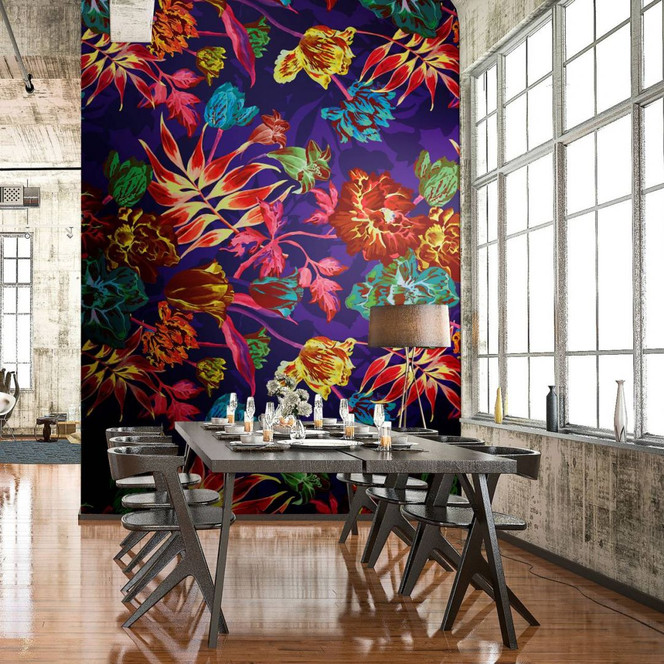 Fototapete mit Pflanzen, Lila Floral 2.70 x 1.59 m