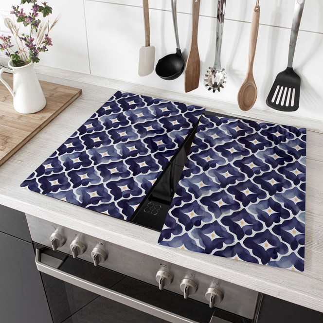 Herdabdeckplatte Aquarell Blumen blau - Treechild