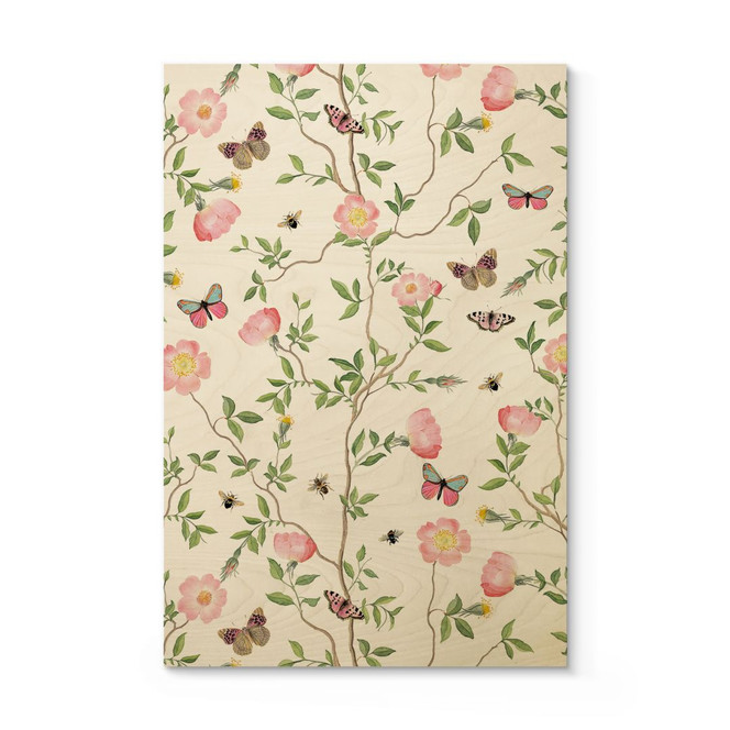 Holzbild Rosa Christrosen im Frühling - UN Designs