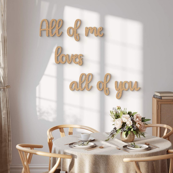 Holzdeko 3D-Schriftzug All of me loves all of you - MDF Natur