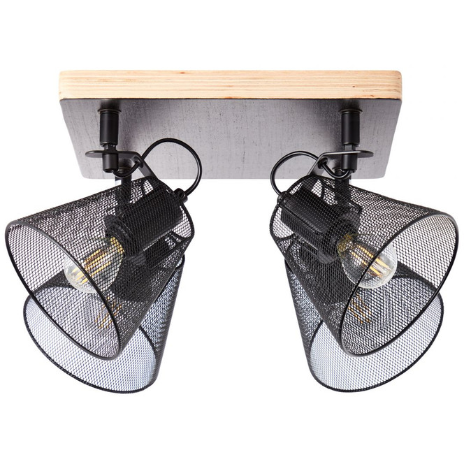 Spotbalken Tom, braun, 38 x 38 cm, Holz Deckenspots, dimmbar