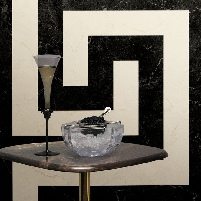 Versace Vliestapete Greek Mäander Grafik Schwarz Weiss Grau Marmoroptik modern