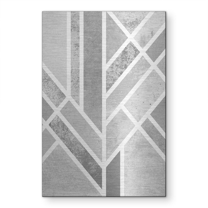Alu-Dibond gebürstet mit Silbereffekt - Art Deco Goldene Geometrie - Fredriksson