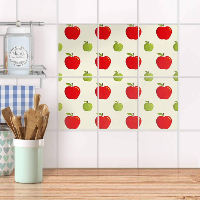 Fliesenaufkleber hoch - An apple a day - 6er Set