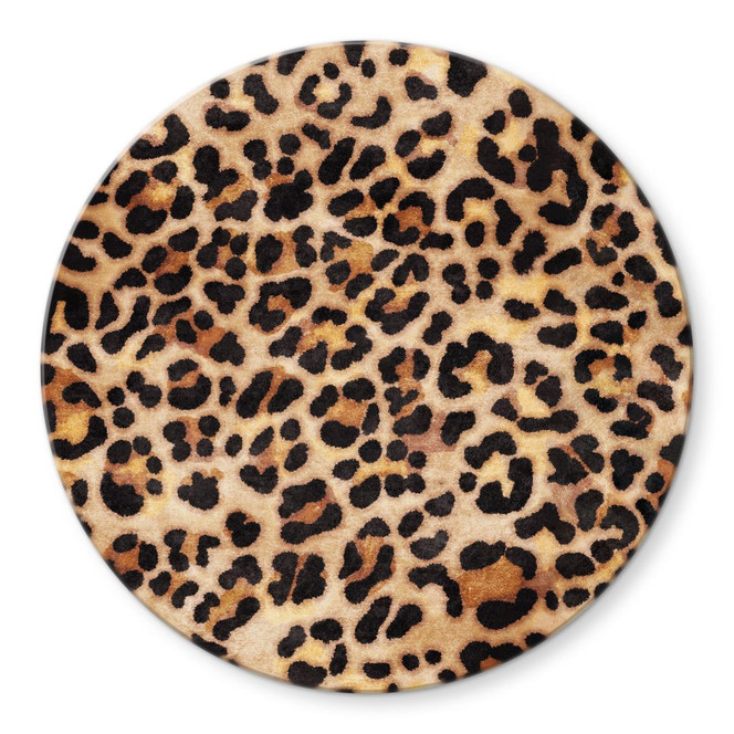 Glasbild Wilder Leopard - Animal Print - Tunaboylu - Rund