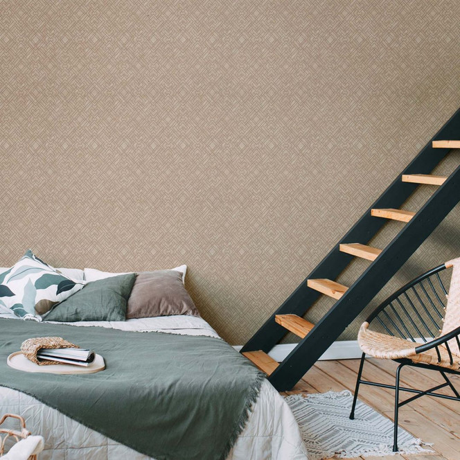 Grafik Vliestapete Gold, Beige - moderne grafische Tapete für Küche, Wohnzimmer, Flur