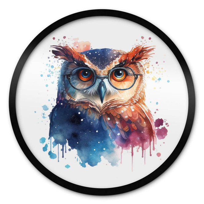 Poster Heine - Intelligente Eule mit Brille - Astro Cruise - Rund
