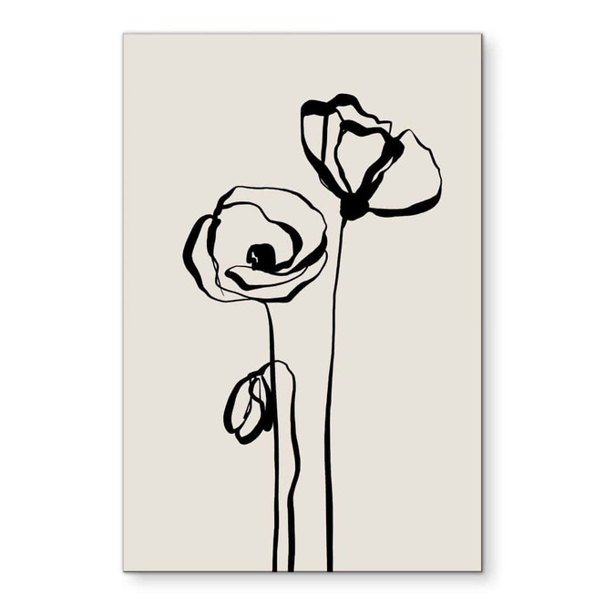 Wandbild Line Art Zwei Mohnblumen - Cats & Dotz - Alu-Dibond