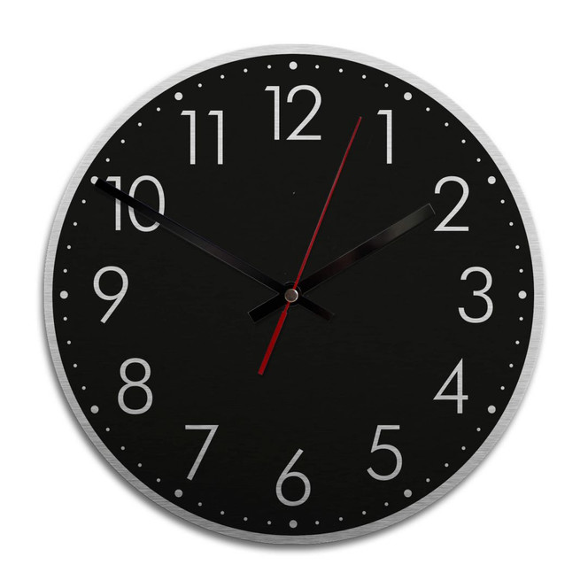 Wanduhr Alu-Dibond-Silbereffekt - Modern mit Minutenanzeige - negativ - Ø 28cm - Bild 1