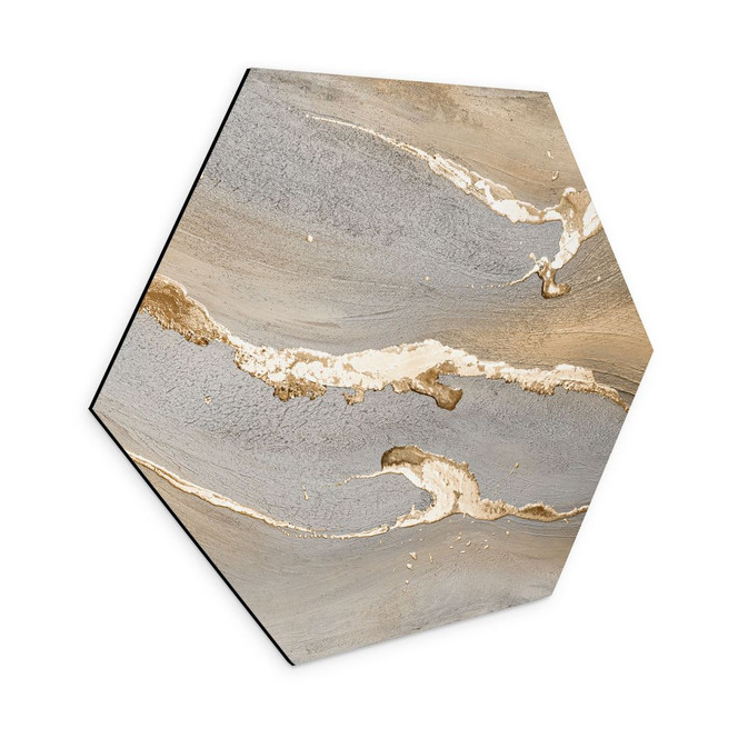Hexagon Wandbild Goldener Sand - Purina-Purite - Alu-Dibond