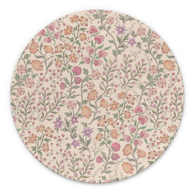 Wandbild Wiesenblumen Vintage - Beige - Bloomery Decor - Alu-Dibond Rund