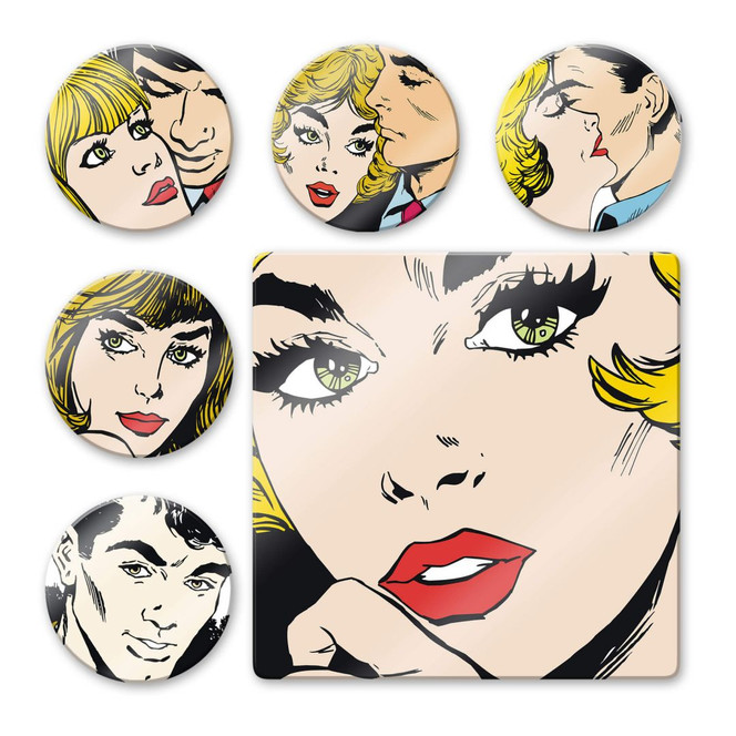 Glasbild Comic Set - rund - Bild 1