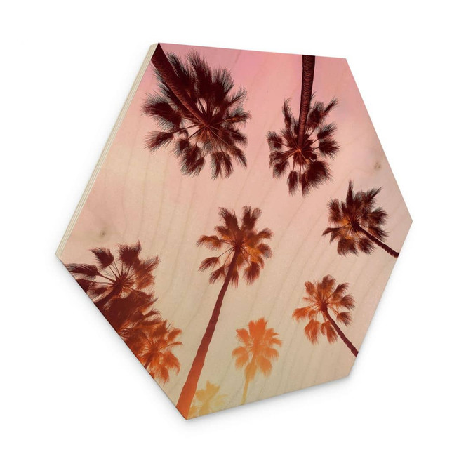 Hexagon Holzbild California Dreaming mit Palmen-Blick - Hugonnard