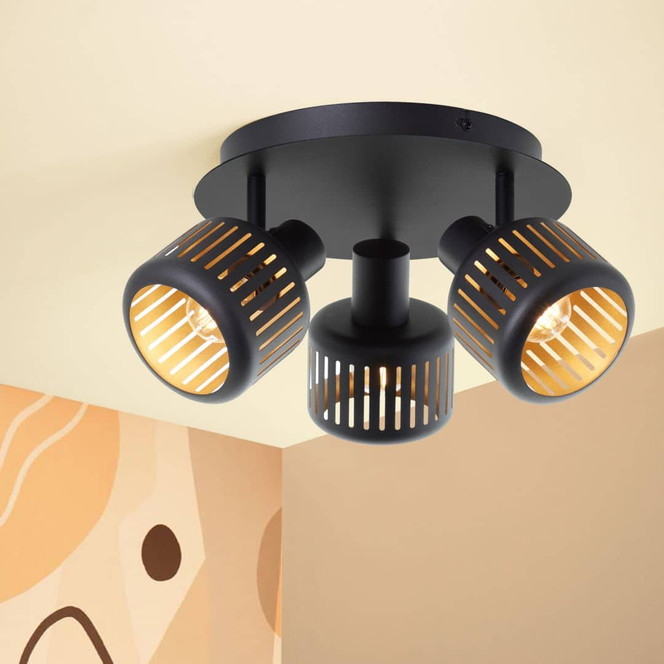 Spotrondell Silvio, gold, 17.5 x 37 cm, Metall Industrielle Deckenleuchte