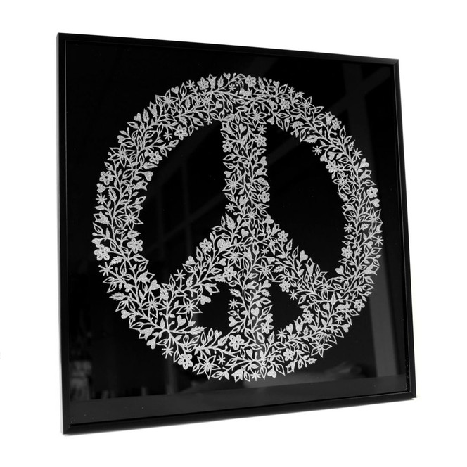 Wandbild Peace Zeichen - Silber Glitzer - Bild 1