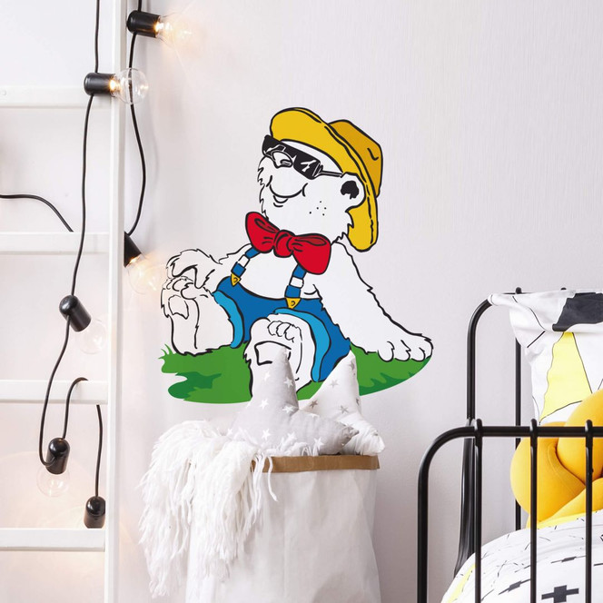 Wandsticker Bär mit Sommerhut