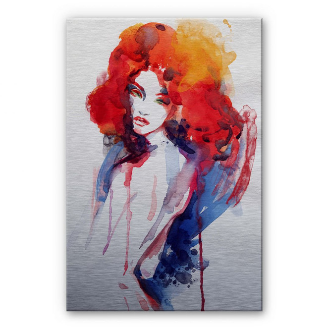 Alu-Dibond Bild Die Frau mit dem feuerroten Haar