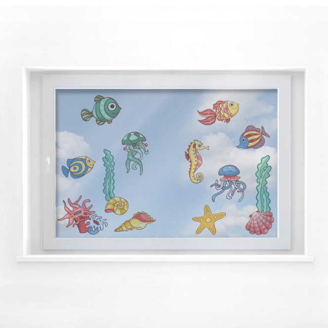 Fensterbild Bunte Fischis