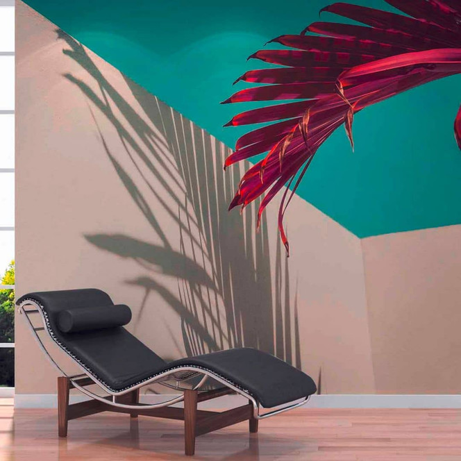 Fototapete Palmen PurplePalm in creme türkis - Vliestapete Designwalls 2 - 2.55x3.5 m