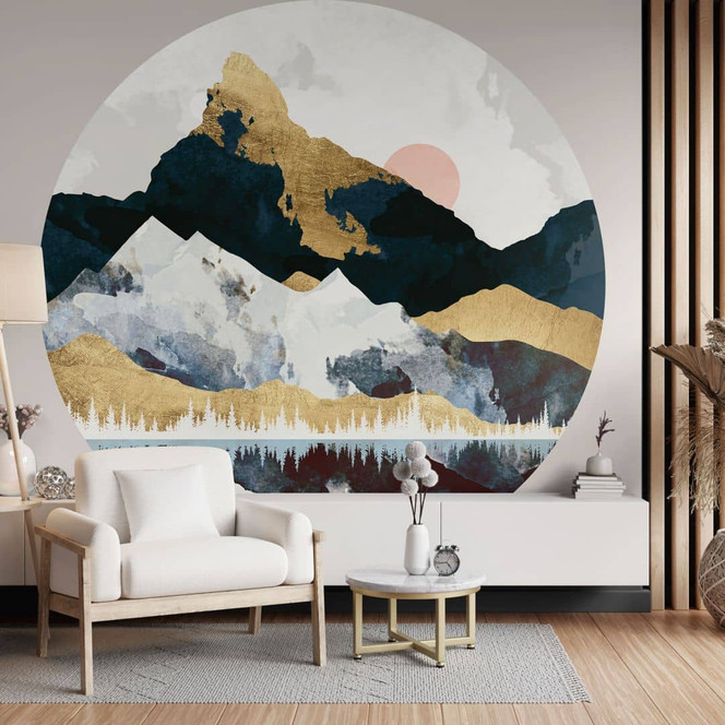 Fototapete Reflektion einer Winterlandschaft - SpaceFrog Designs - Rund - Selbstklebend/Vlies