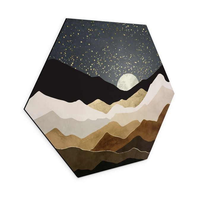 Hexagon Wandbild SpaceFrog Designs - Goldene Sterne - Alu-Dibond