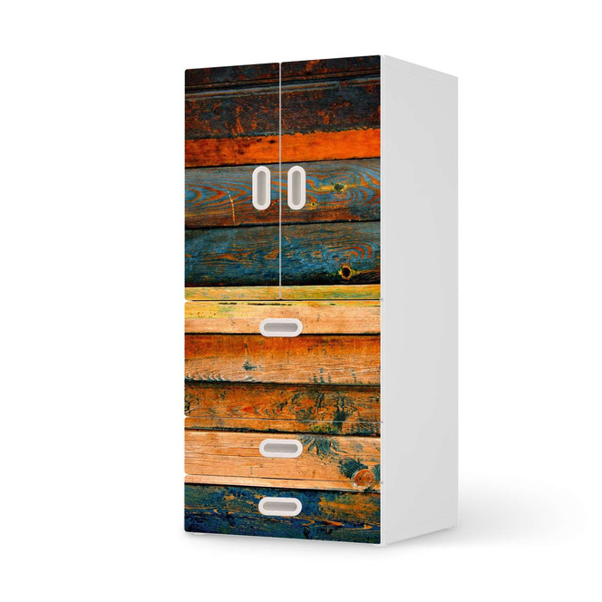 Möbelfolie IKEA Stuva / Fritids - 3 Schubladen und 2 kleinen Türen - Wooden- Bild 1