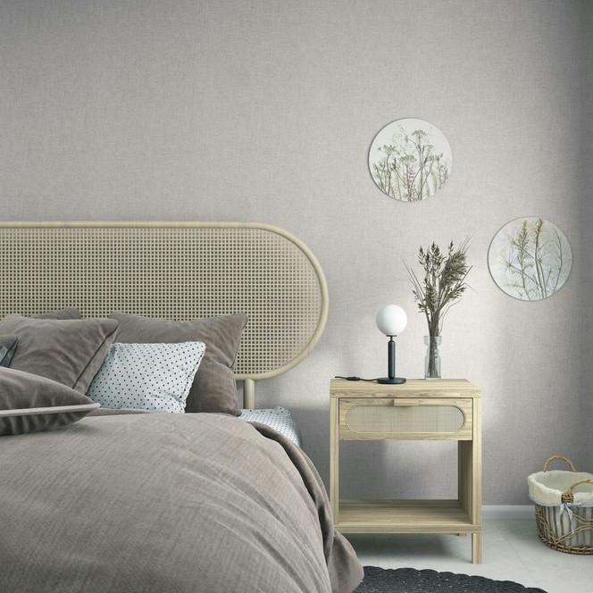 Vliestapete Textil, Struktur Uni Modern matt in Braun