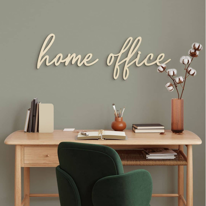 Wanddeko Schriftzug Home Office - Pappel